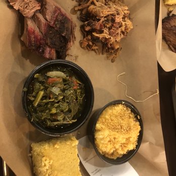Mission Bbq - 2 meat: pulled pork and brisket with Mac and cheese and collard greens - Barbeque Near Me - Orange, Connecticut