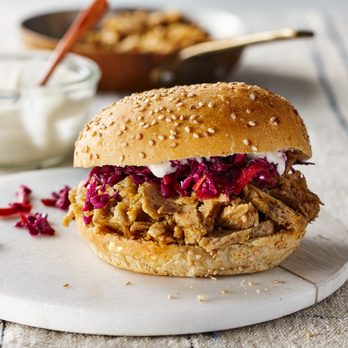 Copper Branch - a pulled pork sandwich with coleslaw slaw - Vegan Near Me - Montreal, Quebec Copper Branch - a pulled pork sandwich with coleslaw slaw - Vegan Near Me - Montreal, Quebec