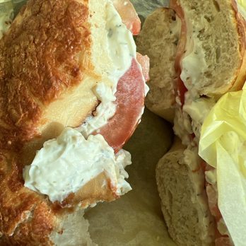 David's Bagels - Asiago bagel, garlic cream cheese, & tomato. Toasted - Bagels Near Me - Pacifica, California