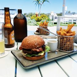 Quarterdeck Kitchen & Bar - Wagyu Beef burger on a brioche bun.