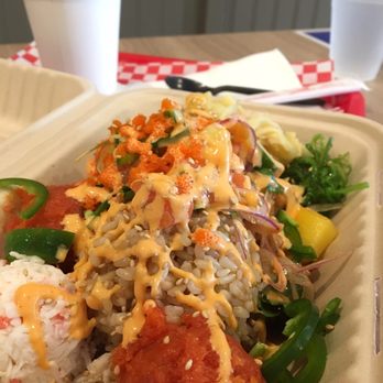 Wicked Poke - 2 scoops Spicy Tuna 1 scoop Salmon! - Poke Near Me - Oceanside, California
