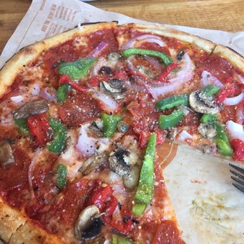Blaze Pizza - Thin crust w/ red sauce, pepperoni, mushroom, green pepper, red onions, roasted red peppers, oregano, mozzarella and parmesan. - Salad Near Me - Asheville, North Carolina