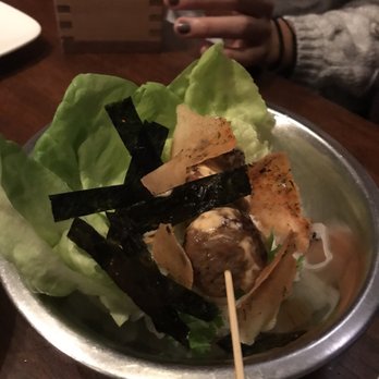 Uchiko Austin - Niku dango (pork meatball, rice, lettuce and seaweed) - Sushi Bars Near Me - Austin, Texas Uchiko Austin - Niku dango (pork meatball, rice, lettuce and seaweed) - Sushi Bars Near Me - Austin, Texas