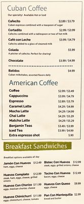 Menu photo 1 Cafecito Calabasas, CA