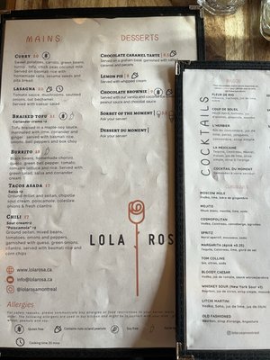Menu photo 1 Lola Rosa Montreal, QC Menu photo 1 Lola Rosa Montreal, QC