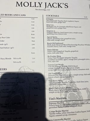 Menu photo 1 Molly Jack’s Breckenridge , CO Menu photo 1 Molly Jack’s Breckenridge , CO
