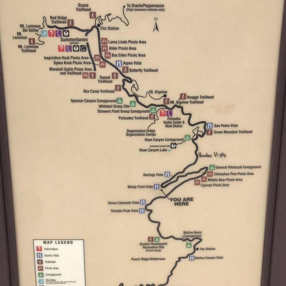 Mount Lemmon - The complete route with key stops called out. - Hiking Near Me - Tucson, Arizona Mount Lemmon - The complete route with key stops called out. - Hiking Near Me - Tucson, Arizona