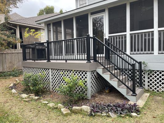 Cedar Park Deck renovation - This was a tied deck. We the bones were still strong. We replaced joists, added deck joist tape throughout, rebuilt the stairs and used Trex and aluminum railings.