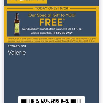 World Market - Free olive oil for all members! Today only - Furniture Stores Near Me - Santa Barbara, California World Market - Free olive oil for all members! Today only - Furniture Stores Near Me - Santa Barbara, California
