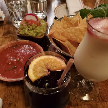 Jose and Sons - Mango-colada, sangria, and chips, salsa and guacamole (were great) - New American Near Me - Raleigh, North Carolina