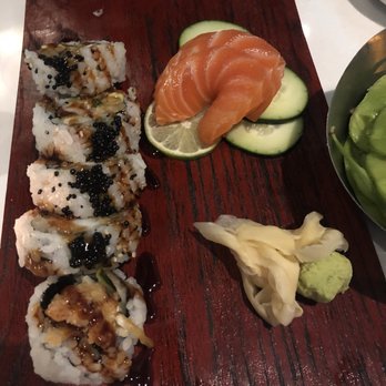 Friends Sushi - Tempura Shrimp (Roll) and Salmon Sashimi - Sushi Bars Near Me - Chicago, Illinois