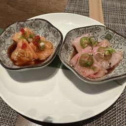 spicy salmon crudo and yuzu ponzu hamachi spicy salmon crudo and yuzu ponzu hamachi