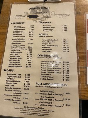 Menu photo 7 Full Moon Sushi San Clemente, CA