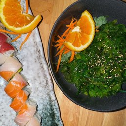 rainbow roll + seaweed salad rainbow roll + seaweed salad