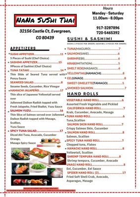 Menu photo 4 Nana Sushi Thai Evergreen, CO Menu photo 4 Nana Sushi Thai Evergreen, CO