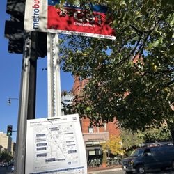 Bus stop on the corner