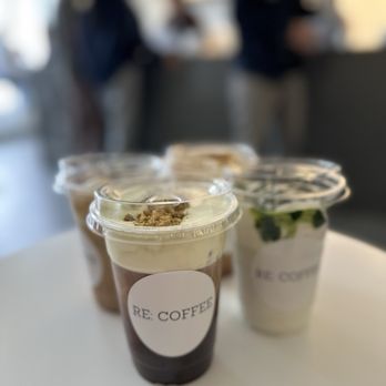 Re Coffee - Einspanner Latte (w/ oat milk and wholemilk ), Pistachio Cream Top, Matcha Einspanner - Desserts Near Me - Northridge, California Re Coffee - Einspanner Latte (w/ oat milk and wholemilk ), Pistachio Cream Top, Matcha Einspanner - Desserts Near Me - Northridge, California