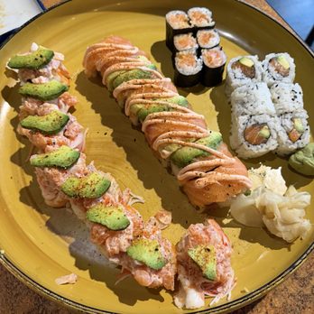 Waraji Japanese Restaurant - From left to right: Scary Jerry, Holy Moly, Salmon Avocado, Spicy Salmon - Japanese Near Me - Raleigh, North Carolina