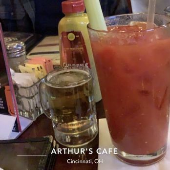 Arthur's - $5 Bloody Mary and comes with a little beer! Delicious - Burgers Near Me - Cincinnati, Ohio