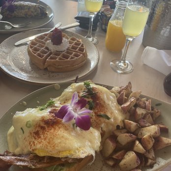Fairview Farmers - The Texan Avocado Toast, Rosemary Potatoes & Belgian Waffle - Breakfast & Brunch Near Me - Fairview, Texas