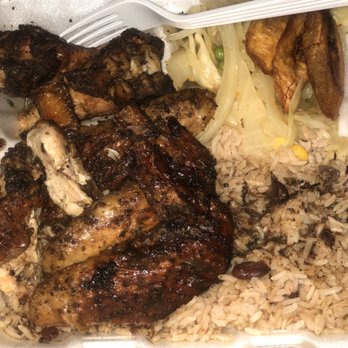 Trappixx Jamaican Restaurant - Jerk chicken wings, white rice and peas, cabbage, plantains - Caribbean Near Me - Cherry Hill, New Jersey