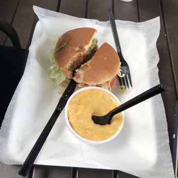 Saw's Juke Joint - Crestline - Carolina Burger with cheese grits - Barbeque Near Me - Birmingham, Alabama Saw's Juke Joint - Crestline - Carolina Burger with cheese grits - Barbeque Near Me - Birmingham, Alabama