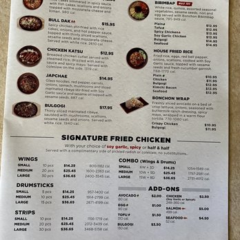 Bonchon Durbin Park - Menu. - Korean Near Me - St John's, Florida