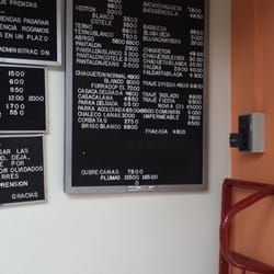 Lavaseco Cordillera - Lista general de precios a la fecha actual que hice la fotografía (abril 2015).