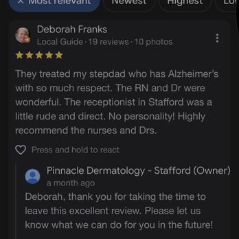 Pinnacle Dermatology- Stafford - This was the review I did in June 2025 complaining about the same Receptionist. - Dermatologists Near Me - Stafford, Virginia Pinnacle Dermatology- Stafford - This was the review I did in June 2025 complaining about the same Receptionist. - Dermatologists Near Me - Stafford, Virginia