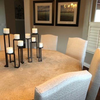 Pikes Peak Interiors - Dining room - she helped pick out chairs to match the concrete table and the candles - Interior Design Near Me - Colorado Springs, Colorado Pikes Peak Interiors - Dining room - she helped pick out chairs to match the concrete table and the candles - Interior Design Near Me - Colorado Springs, Colorado