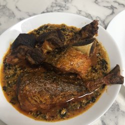 Monamie  Resto - Horrible food. Meat very tough & dried up. Egusi ass meat