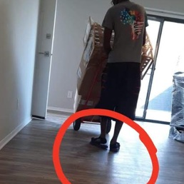 Delivery mover wearing flip flops... Delivery mover wearing flip flops...
