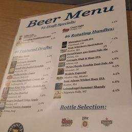 Beer menu