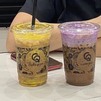 Cafes Quan - CQ Signature (left) & Ube Coffee (right) - Cafes Near Me - Westminster, California Cafes Quan - CQ Signature (left) & Ube Coffee (right) - Cafes Near Me - Westminster, California