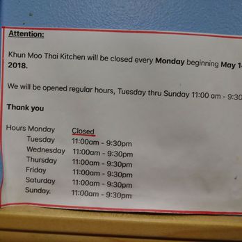 Khun Moo Thai Kitchen - Business Hours - Thai Near Me - Northridge, California