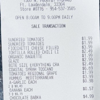 Trader Joe's - Receipt showing Great Low Prices - Grocery Near Me - Fort Lauderdale, Florida