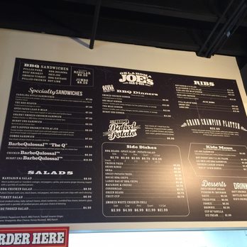 Oklahoma Joe's BBQ and Catering - Menu - October 2016. - Barbeque Near Me - Broken Arrow, Oklahoma