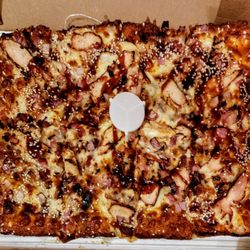 Jet's Pizza - Well-done Detroit-style BBQ Chicken Pizza with Sesame Seed Crust from Jet's Adrian