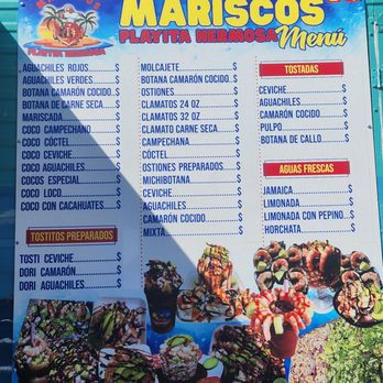 Mariscos Playita Hermosa - Menu, no prices - Seafood Near Me - Chandler, Arizona Mariscos Playita Hermosa - Menu, no prices - Seafood Near Me - Chandler, Arizona