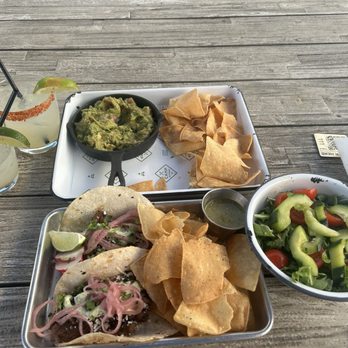 Camp Outpost - Cucumber & Tomato Salad Wood-Grilled Steak Tacos - New American Near Me - San Antonio, Texas