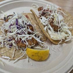 Crispy batter fried fish tacos