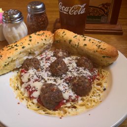 Baked Spaghetti and Meatballs. The sauce was a tad sweeter than I like and the pasta could have been drained better, but overall good Baked Spaghetti and Meatballs. The sauce was a tad sweeter than I like and the pasta could have been drained better, but overall good