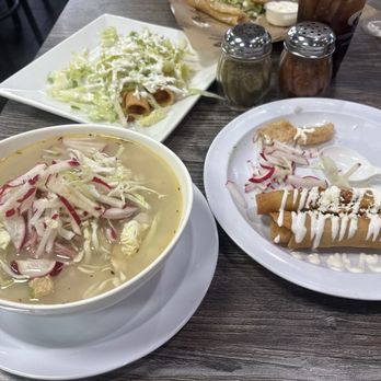 Taqueria Cuernavaca - Pozole with crispy requesón and chicken tacos - Mexican Near Me - Oxnard, California Taqueria Cuernavaca - Pozole with crispy requesón and chicken tacos - Mexican Near Me - Oxnard, California