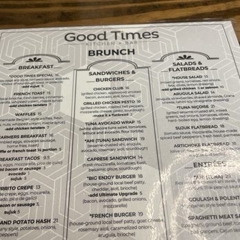 Good Times Kitchen + Bar - Menu - Cocktail Bars Near Me - Houston, Texas