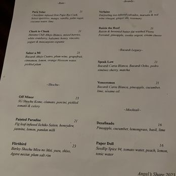 Angel's Share - Menu - Speakeasies Near Me - New York, New York