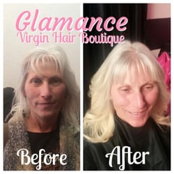 Glamance Virgin Hair Boutique - Seamless microlink install, cut and style creating fullness and dimensional color by Shelley