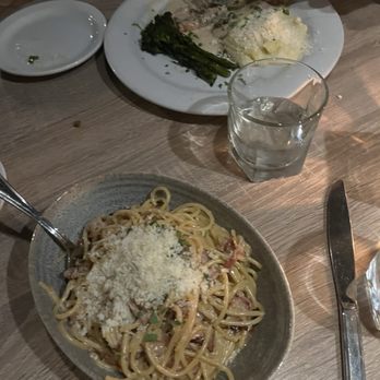 Nob Hill Cafe - Spaghetti Alla Carbonara (front--very good!) and Pollo Alla Parmigiana - Italian Near Me - San Francisco, California Nob Hill Cafe - Spaghetti Alla Carbonara (front--very good!) and Pollo Alla Parmigiana - Italian Near Me - San Francisco, California