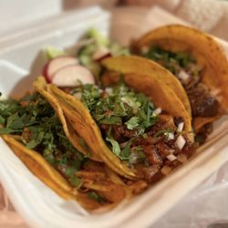 Taqueria Salsabanero - left to right; 1 al pastor, and 2 barbacoa