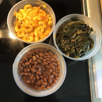 Ceasars Famous Ribs - This is the Trinity...Mac and cheese with collards and those dope sweet baked beans - Barbeque Near Me - Delray Beach, Florida