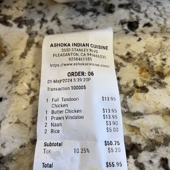 Ashoka Indian Cuisine - Take out order. Great value for the food size and quality. - Indian Near Me - Pleasanton, California Ashoka Indian Cuisine - Take out order. Great value for the food size and quality. - Indian Near Me - Pleasanton, California